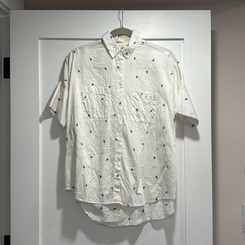 Madewell Cactus embroidery button down